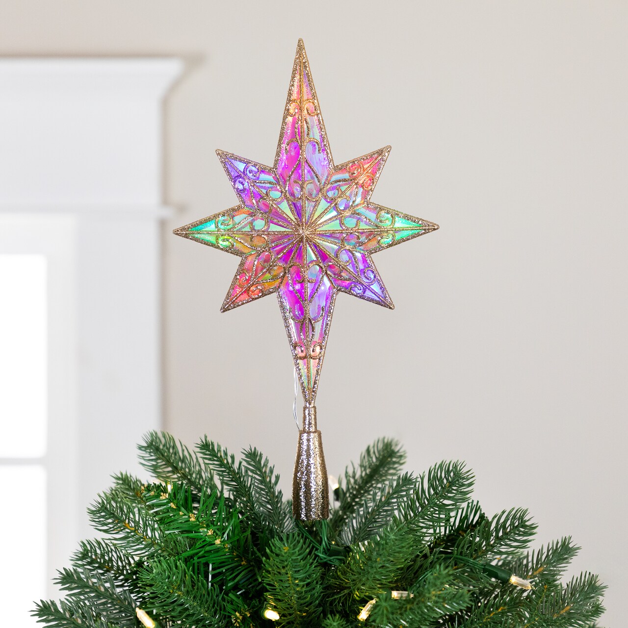 Northlight LED Star of Bethlehem Christmas Tree Topper - 14.5" - Champagne Gold - Multi Lights